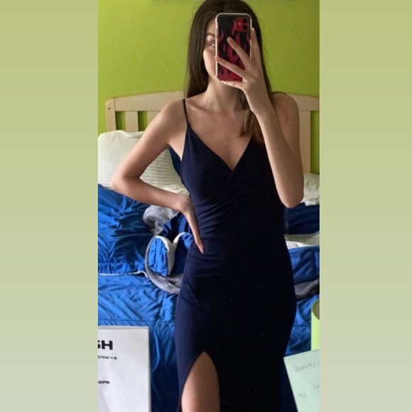 tank mini dress Guizio Body Black / M Color:Dreamy Blue Florals Model is 54 and Sanbonepd Navy Polyester Long sizeFilter-US 2